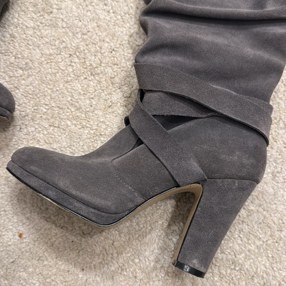 Grey calf high heel boots - Picture 2 of 7